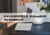 杭州10大软件开发公司（杭州app软件开发比较权威的公司）